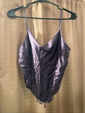 Victoria’s Secret Satin-Like Top/Swim Coverup with Peacock Beads